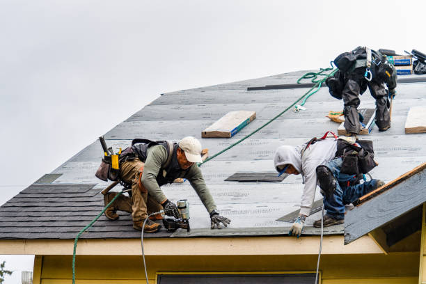 Professional Gutter Installation technician working in Harrington Park, NJ